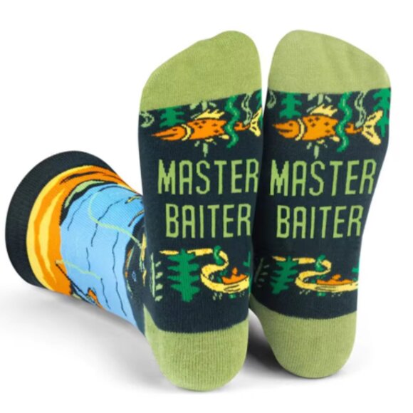 Adult Punny Humor Fishing Socks Mens Sock Size 8-11 NWT - Picture 3 of 4